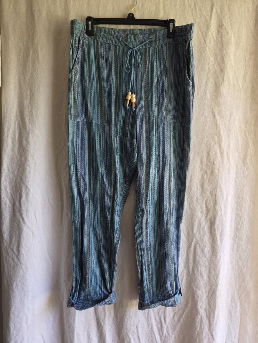 Sundance Pants Womens Large Relaxed Elastic Waist Boho Festival Coastal Resort